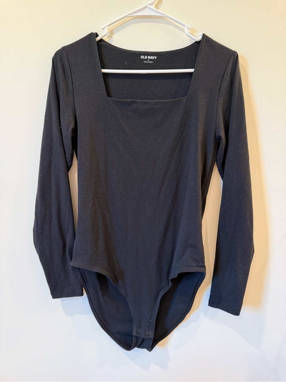 Old Navy Black Long Sleeve Square-Neck Bodysuit
